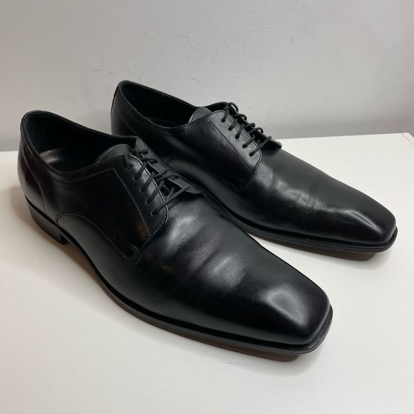 Hugo Boss Black Leather Lace Up Dress Oxfords Square Toe Formal Shoes Sz 11 - Picture 3 of 7